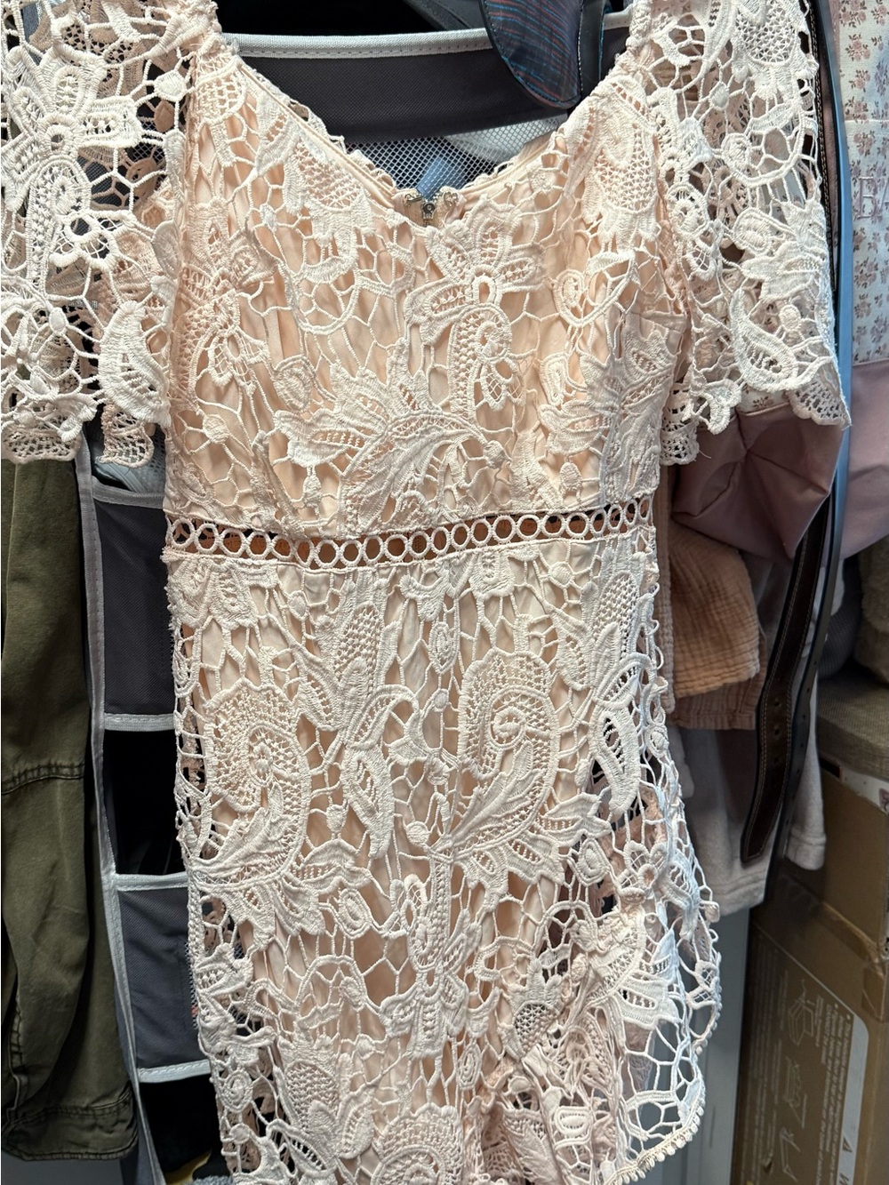 Lulu's Cream Crochet Lace Midi Dress
